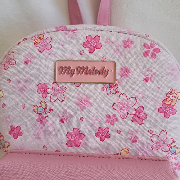 Sanrio My Melody Mini Backpack Cherry Blossoms Floral Pattern Bag "New" - Picture 3 of 5